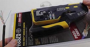 Klein Tools VDV226-110 Modular Cable Wire Stripper Cutter Crimper for RJ45 Pass-Thru Connectors