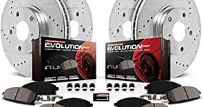 Power Stop K5468 Front and Rear Z23 Carbon Fiber Brake Pads with Drilled and Slotted Brake Rotors Kit For 2006 2007 2008 Ram 1500 2500 3500 2WD 4WD