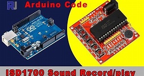 Using ISD1700 Sound Audio recorder with Arduino Code to record, play, erase sound