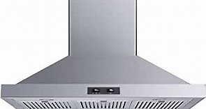 Winflo 36 In. Convertible Stainless Steel Island Range Hood with Stainless Steel Baffle Filters