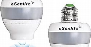 eSenlite Motion Sensor Light Socket, Radar Motion Screw LED CFL Incandescent Bulb Adapter, Dusk to Dawn Dimmable Control (2)