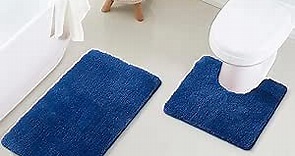 Yafa Home Fashion 2 Piece Solid Microfiber Soft Bathroom Rug Set, Non-Slip TPR Backing