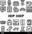 Hip Hop And Rap Music Collection Icons Set Vector Stock Vector Image ...