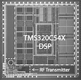 Chip microphotograph of the RF transmitter integrated into a TMS320C54x ...