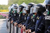 Riot Police Stand Guard with Shield To Protect the Government House ...