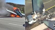 PHOTOS: Small plane crash on 101 Freeway in Agoura Hills - ABC7 Los Angeles