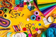 Craft supplies for creative handmade featuring art, background, and ...