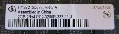 Infineon HYS72T256220HR-5-A 4GB 2x2GB PC2-3200 DDR2-400MHz ECC CL3 240P ...