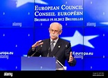 European Council President Herman Van Rompuy pictured speaking after ...