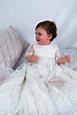 4239-01 (White Lace): Girls' Silk Christening Gown - Delicate Elegance