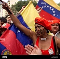Suporters of President Hugo Chavez holding Venezuelan flags protest in ...