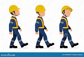 Three Industrial Workers are Walking on White Background Stock Vector ...