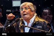Labor union leader Hugo Moyano speaks during a rally commemorating the ...