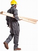 Worker Walking With Wooden Planks