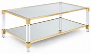 Ginger Rectangular Gold Coffee Table, Acrylic Legs - Contemporary ...