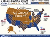 a map with the states labeled in blue and brown stripes, including ...