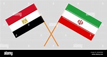 Crossed flags of Egypt and Iran. Official colors. Correct proportion ...