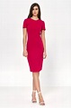 Różowa wizytowa sukienka z krótkim rękawem - Nife Polska marka odzieżowa