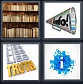 4 Pics 1 Word Answer for Books, Megaphone, Truth, Info | Heavy.com