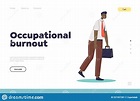 Occupational Burnout Concept of Landing Page with Tired Exhausted ...