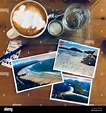 Postcards and coffee Stock Photo - Alamy