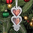 Memorial Frame Double Heart Christmas Tree Ornament | Collections Etc.