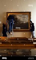 Employees from the Royal Academy of Arts hang Constable's 'The Leaping ...