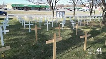 160 crosses placed on Independence church's yard to honor homicide victims
