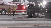 Video: Overturned Big Rig Spills Gallons of Oil in Freeway Collision ...