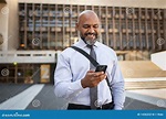 Happy Formal Businessman Using Phone on Street Stock Photo - Image of ...
