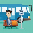 Premium Vector | Businessman waiting for bus at the bus stop.