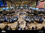 Trade floor personnel on the floor of the New York Stock Exchange on ...