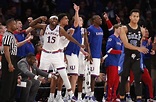 The Kansas bench erupts after a foul called against Duke during the ...