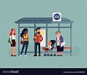 People waiting their bus at bus stop Royalty Free Vector