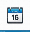 August 16. Calendar Icon.Vector Illustration,flat Style.Month and Date ...