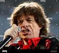 Rolling Stones lead singer Mick Jagger rocks on the stage during the ...