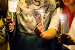 People Holding Candle Vigil in Darkness Seeking Hope, Worship, P Stock ...