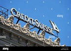 credit suisse logo on top of the headquarter in zurich, switzerland ...