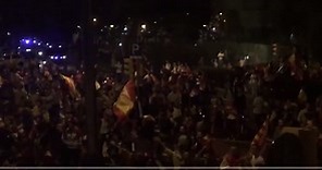 Pro-Spain Demonstrators Rally Outside Catalunya Radio Office in Barcelona