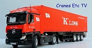 NZG Mercedes-Benz Actros FH23 StreamSpace with Container Trailer K Line by Cranes Etc TV