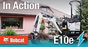Bobcat E10e Electric Mini Excavator in Action for Landscaping Application