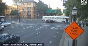 Video: Here’s the moment a car crashed into a prisoner transport bus in Sacramento