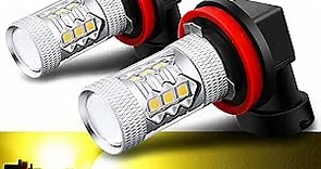 Alla Lighting H11 H8 LED Bulbs, 3000K Golden Yellow H16 Fog Lights or Daytime Running Lights(DRL) Lamps, 360° Xtreme Super Bright High Power 3030 SMD Replacement for Cars,Trucks, SUVs, Vans