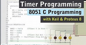 Timer Programming in C: 8051 Microcontroller Programming using Keil and Proteus 8 in Hindi