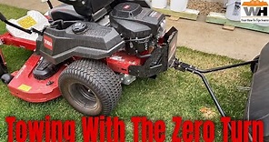 Towing With A Zero Turn Mower Toro 75754 Towing Lawn Sweeper Spring Clean Up #TheToroCompany