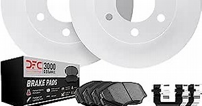 Front - Dynamic Friction Company GEOSPEC Brake Rotors with 3000 Ceramic Brake Pads and Hardware Kit 4312-67025