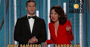 Andy Samberg & Sandra Oh monologue + funny bits | The Golden Globes 2019