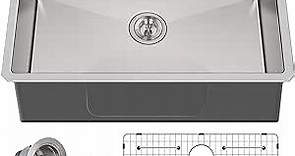 Hykolity 30-inch Undermount Kitchen Sink, 16 Gauge Single Bowl Stainless Steel Kitchen Sink with Strainer & Bottom Grid, 30 x 18 x 9
