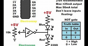 7414 74HC14 hex schmitt trigger inverter integrated circuit introduction with electronics LEDs