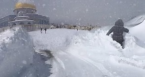 Incredible snow in Jerusalem and a crazy storm hits Gaza, Palestine